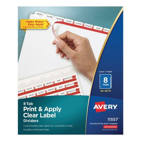 AVERY DENNISON Printable Index Dividers, 8 Tab, White, Pk50 11557